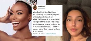 White Palestinian Influencer Zaibaha Fesji calls out black beauty queen Ms. South Africa for participating in Miss Universe 2021 Pageant in Isreal